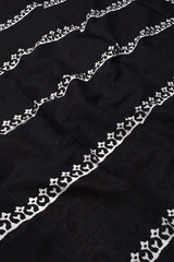 Black White Jaipur Cotton Mul Mul Saree