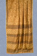 Light Orange Chanderi Ajrakh Print Saree