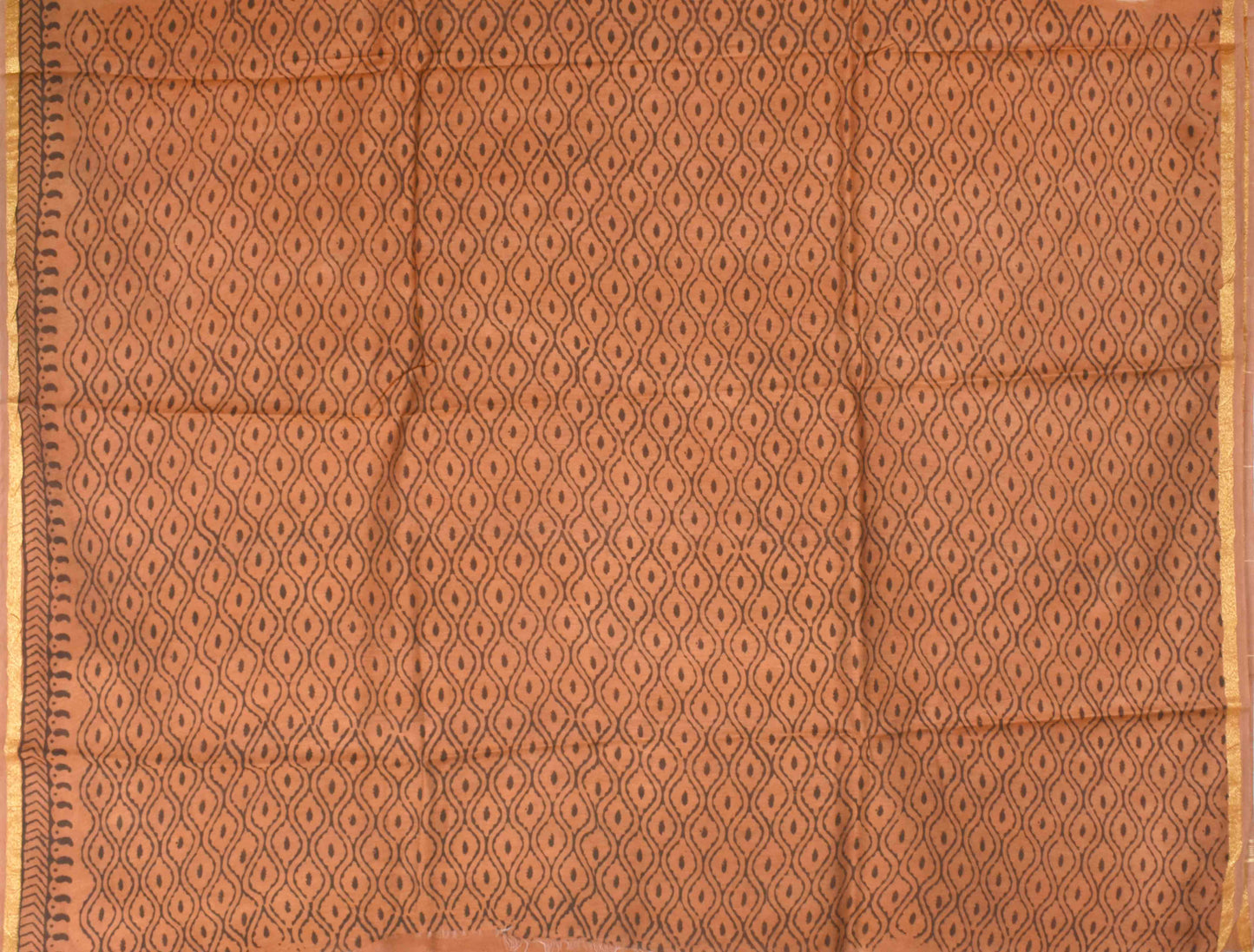 Light Brown Chanderi Ajrakh Print Saree