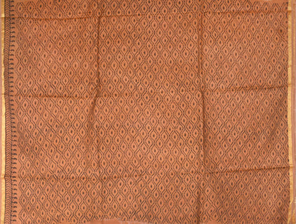 Light Brown Chanderi Ajrakh Print Saree