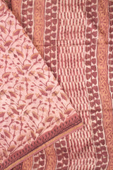 Peach Chanderi Ajrakh Print Saree