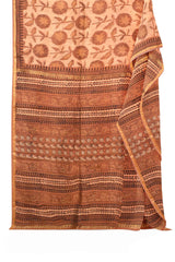 Light Brown Chanderi Ajrakh Print Saree