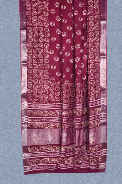 Maroon Jaipur Cotton Slub Saree