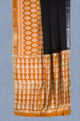 Black Yellow Jaipur Cotton Slub Saree