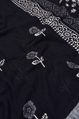 Black White Jaipur Cotton Slub Saree