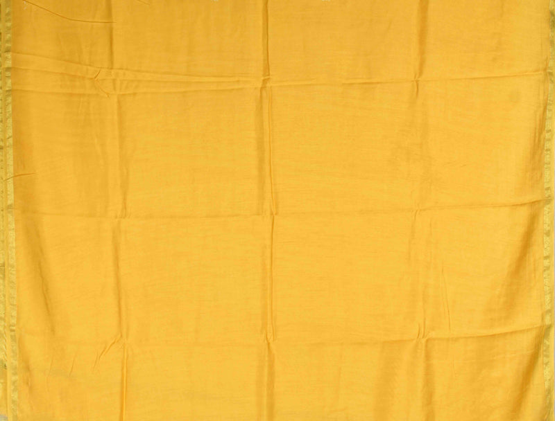 Yellow Chanderi Small Jari Border Saree