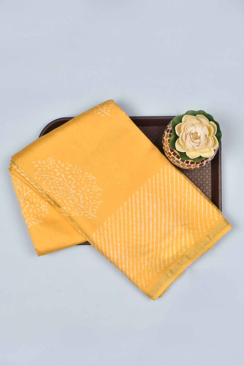 Yellow Chanderi Small Jari Border Saree