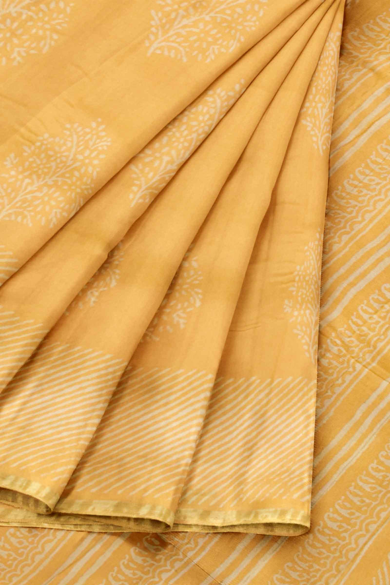 Yellow Chanderi Small Jari Border Saree