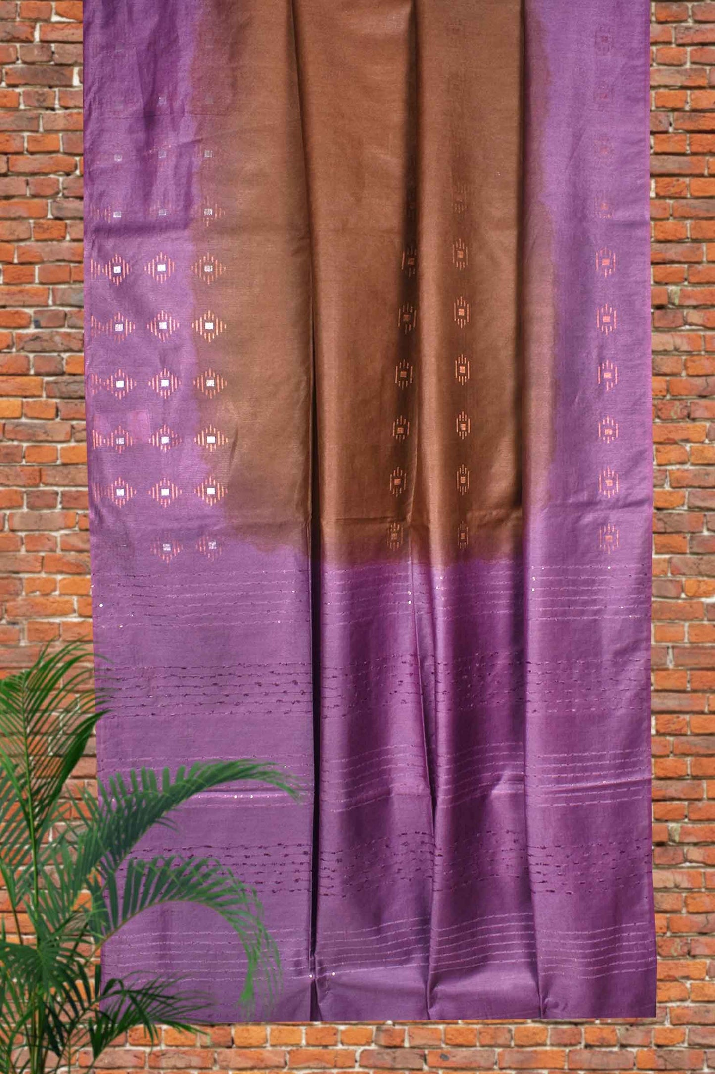 Brown Cotton Silk Dobby Saree