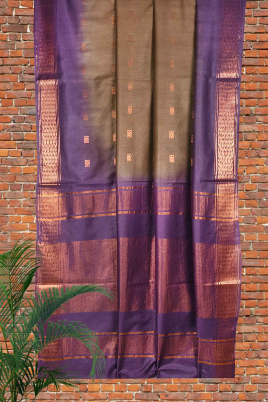 Light Brown Cotton Silk Dobby Saree