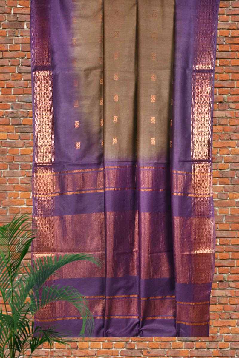 Light Brown Cotton Silk Dobby Saree