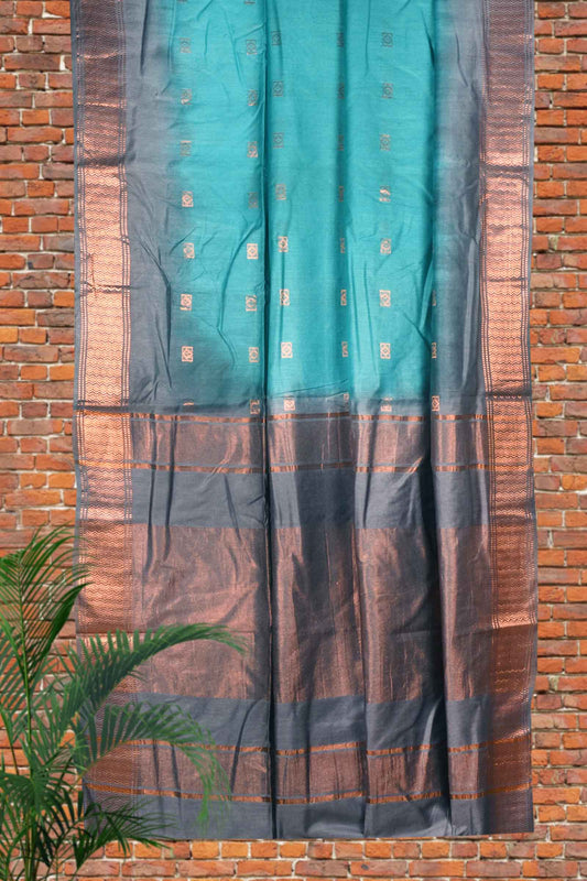 Light Blue Grey Cotton Silk Dobby Saree