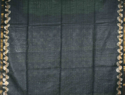 Green Grey Cotton Banswara Batik Print Saree