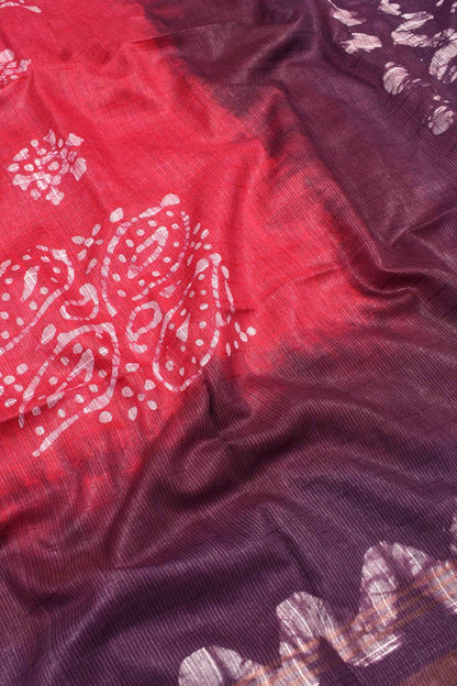 Red Cotton Banswara Batik Print Saree