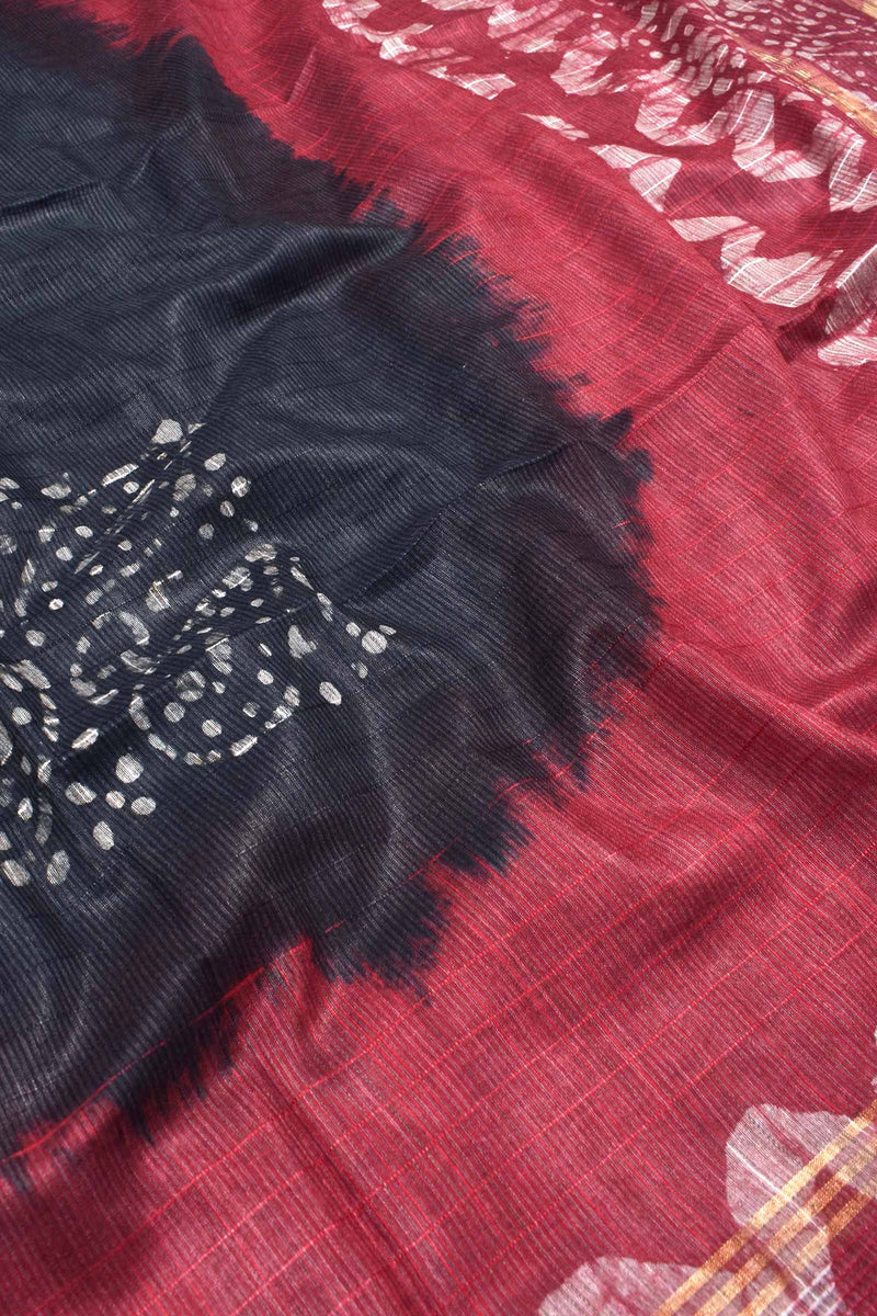 Black Cotton Banswara Batik Print Saree