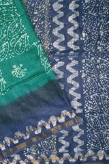 Green Cotton Banswara Batik Print Saree