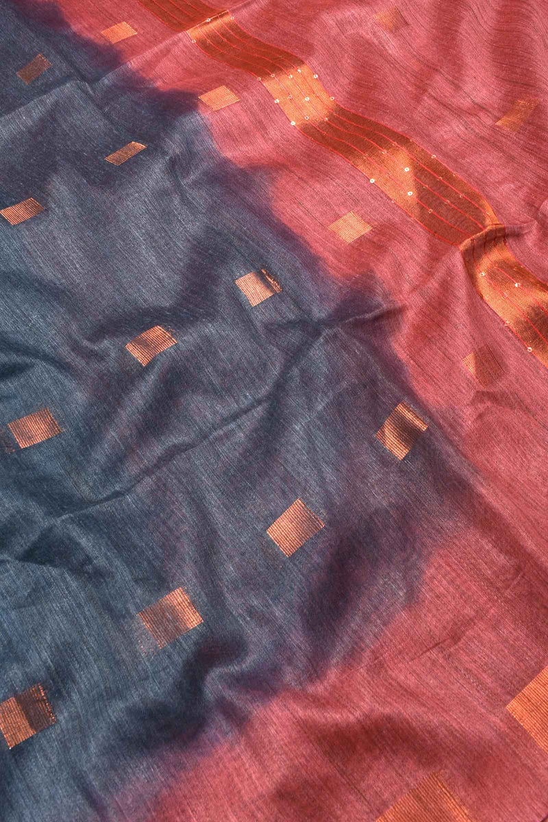 Grey Red Banswara Dobby Saree