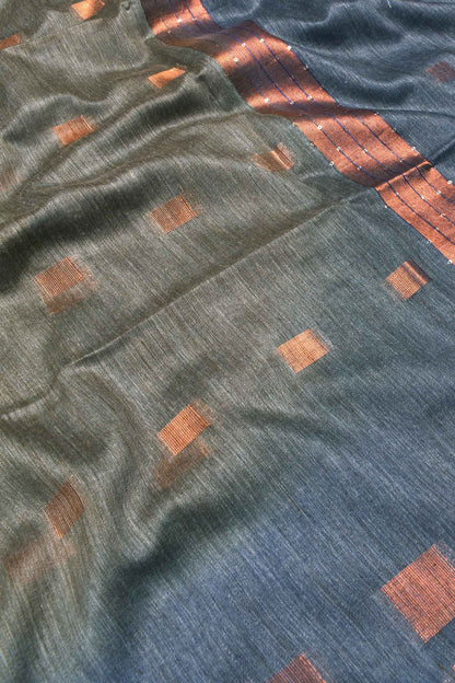 Grey Blue Banswara Dobby Saree