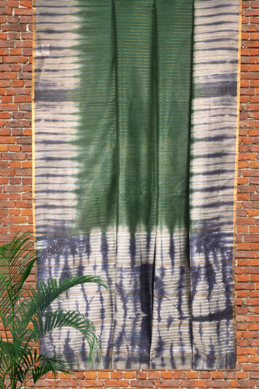 Dark Green Banswara Shibori Print Saree