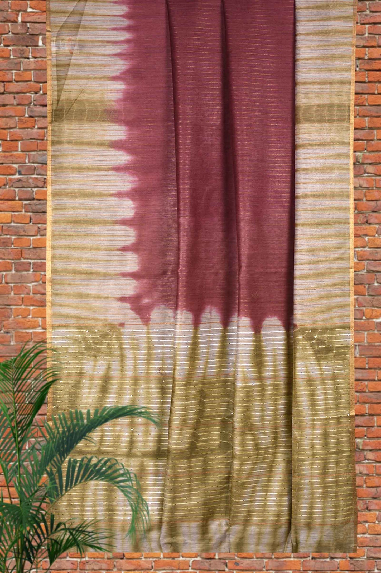 Brown Green Banswara Shibori Print Saree