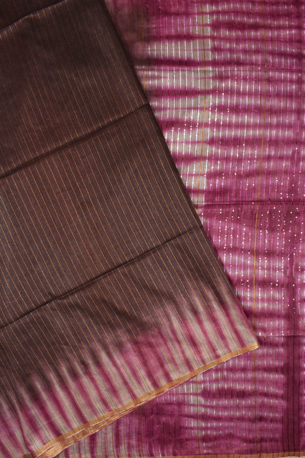 Brown Pink Banswara Shibori Print Saree