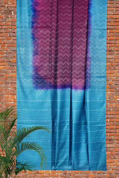 Violet Zig Zag Cotton Silk Jacquard Saree