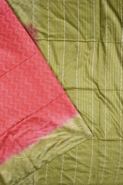 Pink Zig Zag Cotton Silk Jacquard Saree