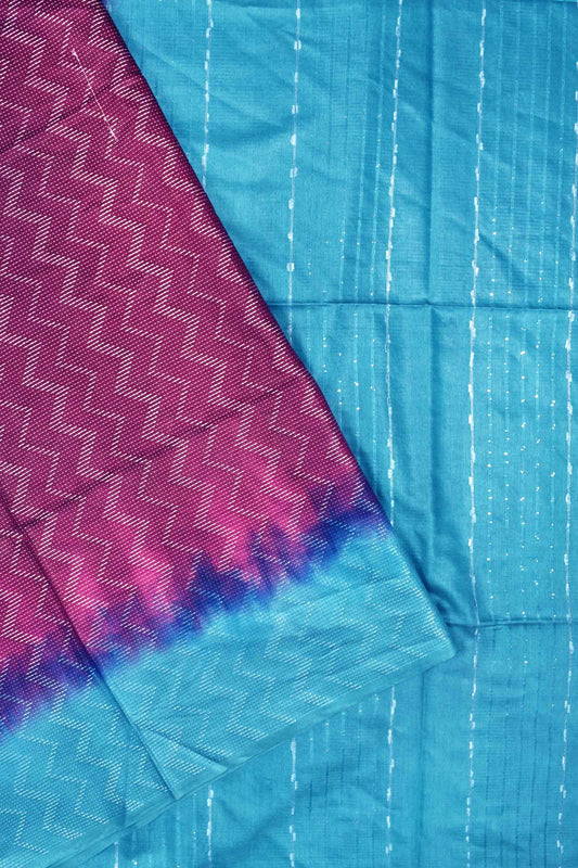 Violet Zig Zag Cotton Silk Jacquard Saree