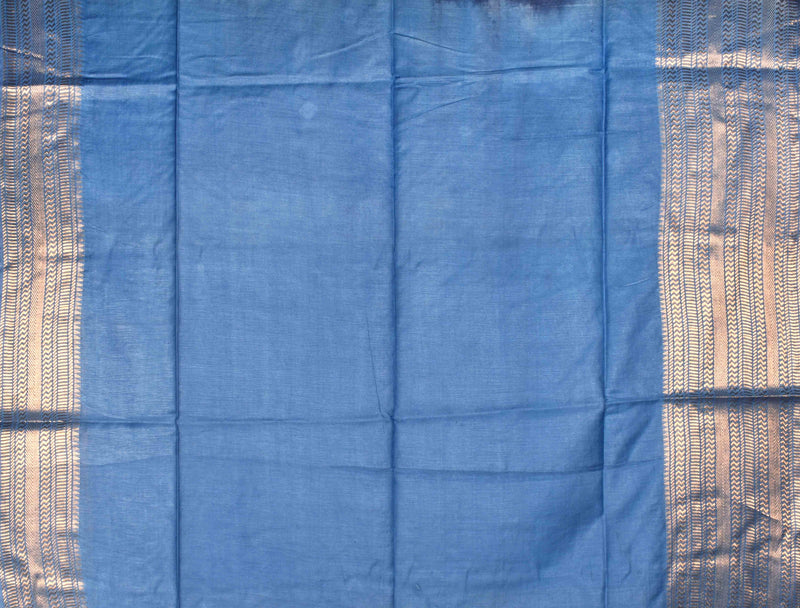 Blue Cotton Silk Shibori Print Saree