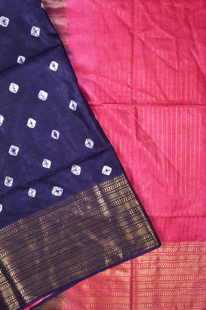 Violet Cotton Silk Shibori Print Saree