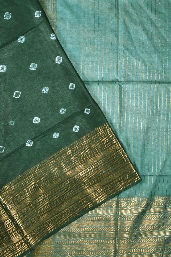 Green Cotton Silk Shibori Print Saree