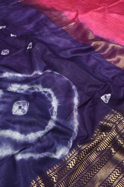 Violet Cotton Silk Shibori Print Saree