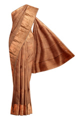 Sandal Light Weight Pure Silk All Over Butta Copper Zari Silk Saree