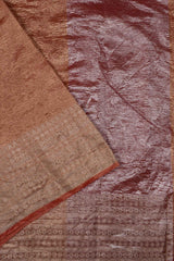 Orange Plain Crush Tissue Saree