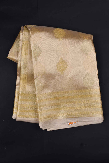 Gold Small Jari Border Butta Tissue Saree