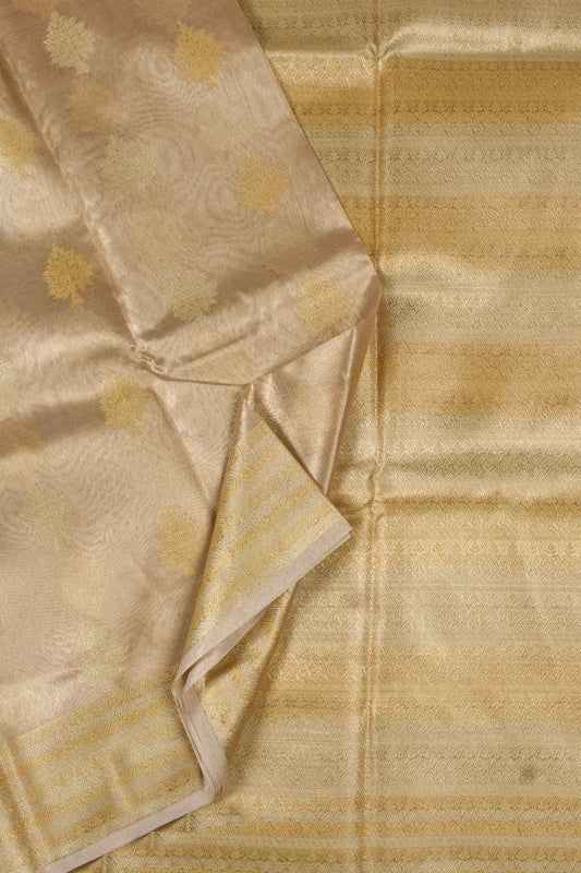 Gold Small Jari Border Butta Tissue Saree