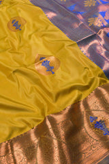 Yellow Meena Butta Rich Pallu Semi Soft Silk Saree