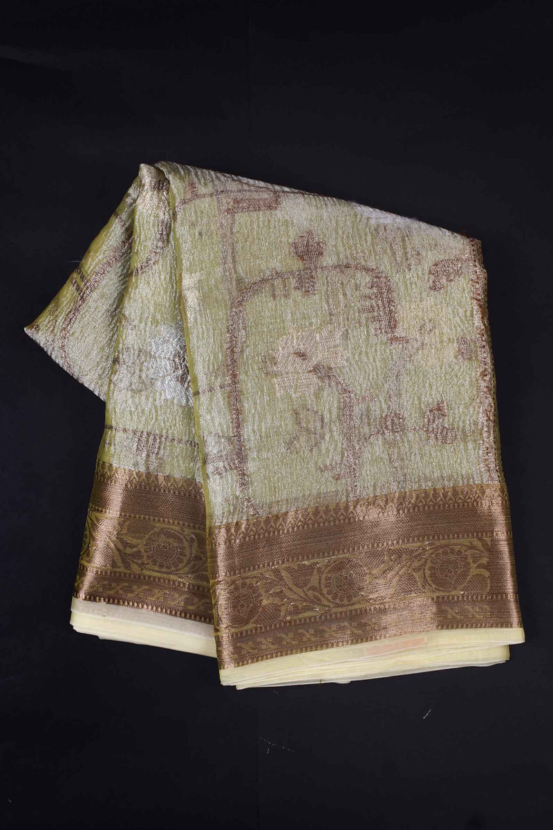 Green Multi Jari Floral Tissue Saree