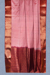 Peach Body Butta Rich Pallu Contrast Semi Soft Silk Saree-