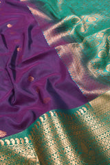 Violet Body Butta Rich Pallu Contrast Semi Soft Silk Saree