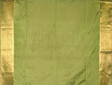 Light Violet Body Butta Rich Pallu Border Green Contrast Semi Soft Silk Saree