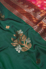 Green Pink Meena Butta Rich Pallu Semi Soft Silk Saree