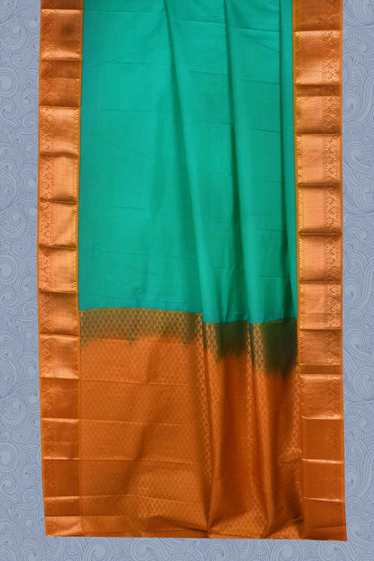 Green Mustard Kottanj Plain Semi Soft Silk Saree