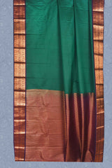 Dark Green Purple Kottanj Plain Semi Soft Silk Saree