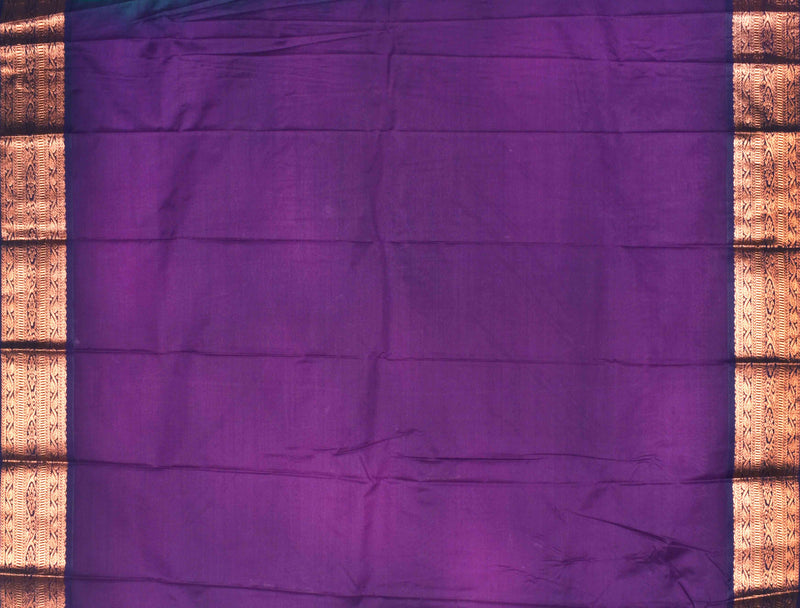 Dark Green Purple Kottanj Plain Semi Soft Silk Saree