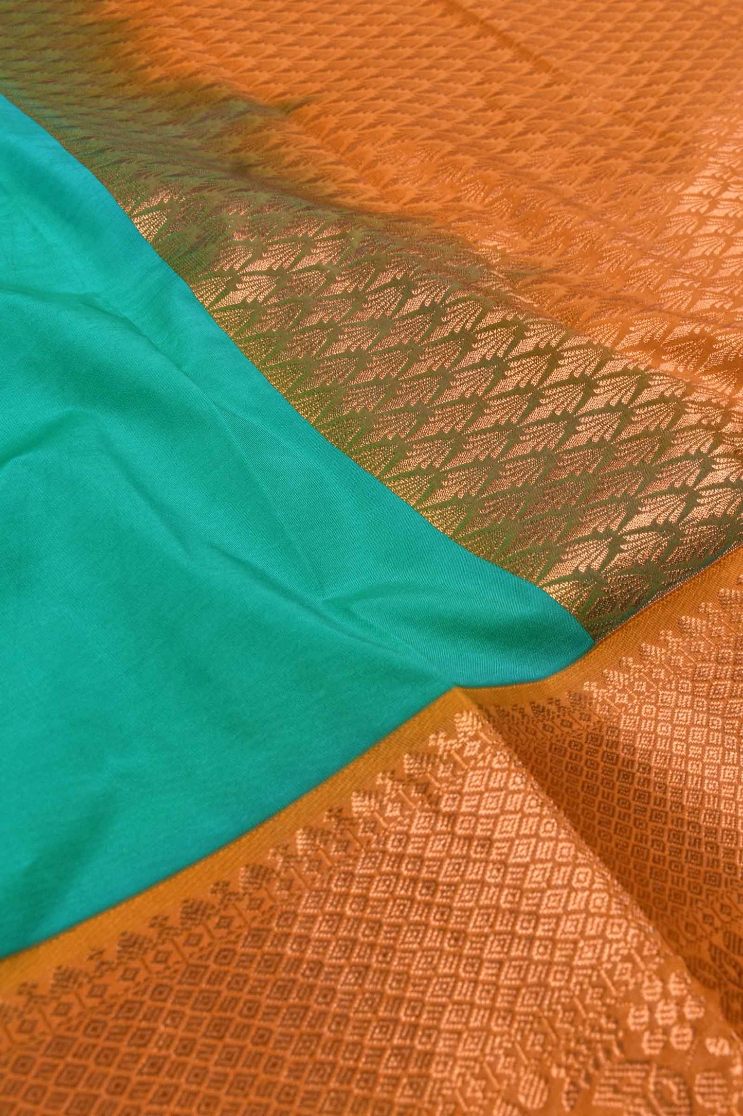 Green Mustard Kottanj Plain Semi Soft Silk Saree