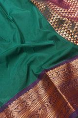 Dark Green Purple Kottanj Plain Semi Soft Silk Saree