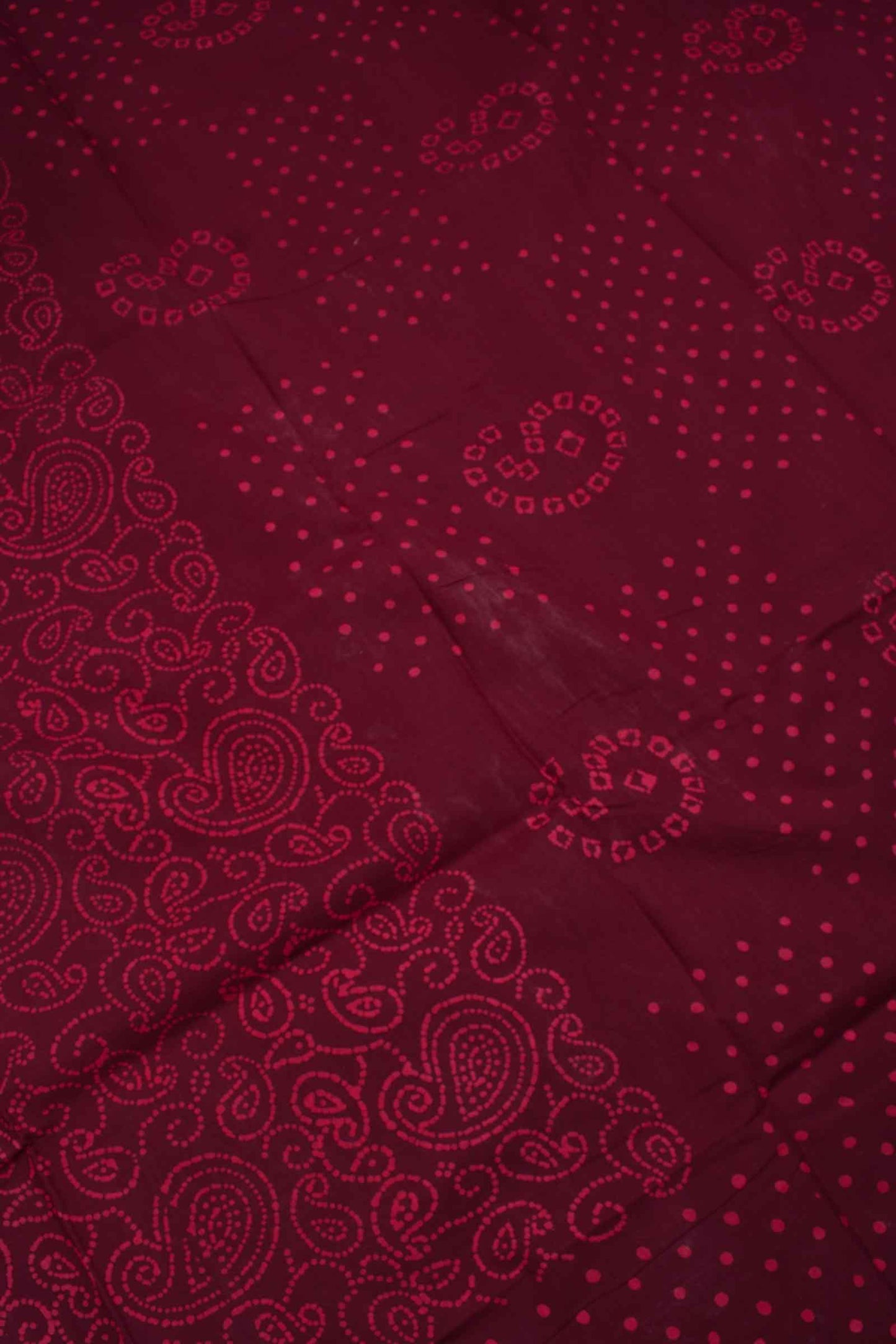 Meroon Pure Cotton Print Dot Border Sungudi Print Saree