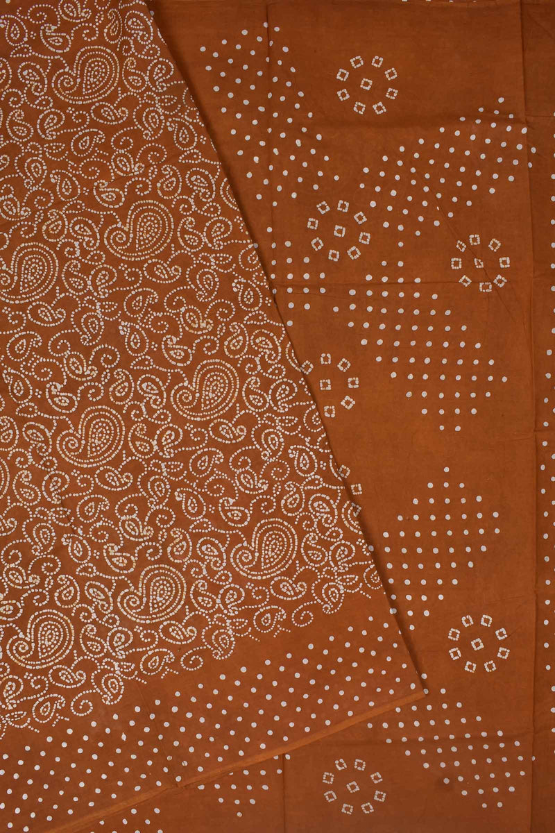 Brown Pure Cotton Print Dot Border Sungudi Print Saree