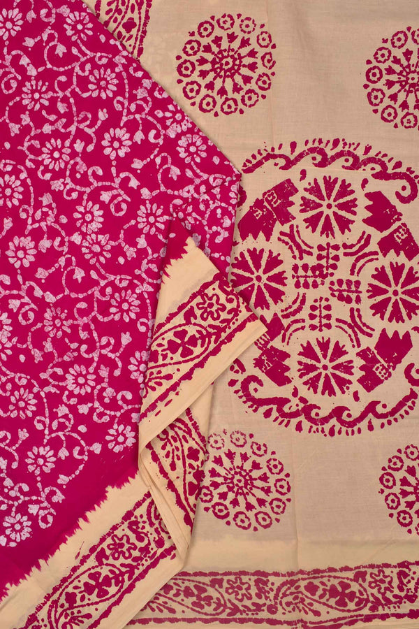 Pink Pure Cotton Print Border Sungudi Print Saree